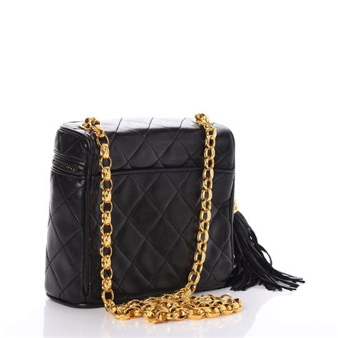 chanel black bag with tassel|chanel lambskin bag.